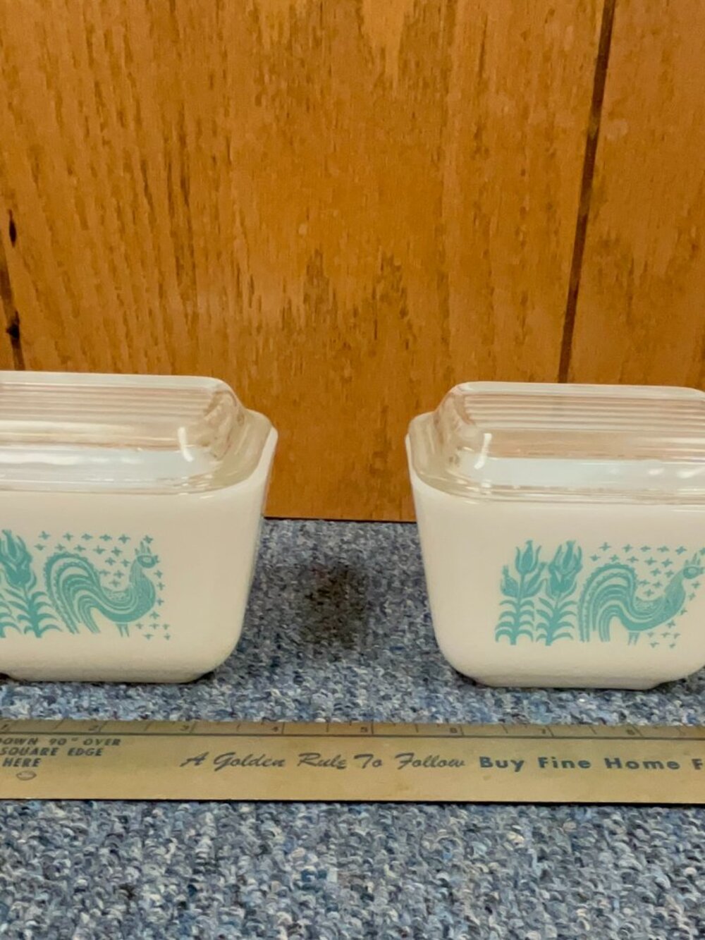 Vintage Pyrex 501 Refridgerator Dish & Lid Amish Butterprint x 2